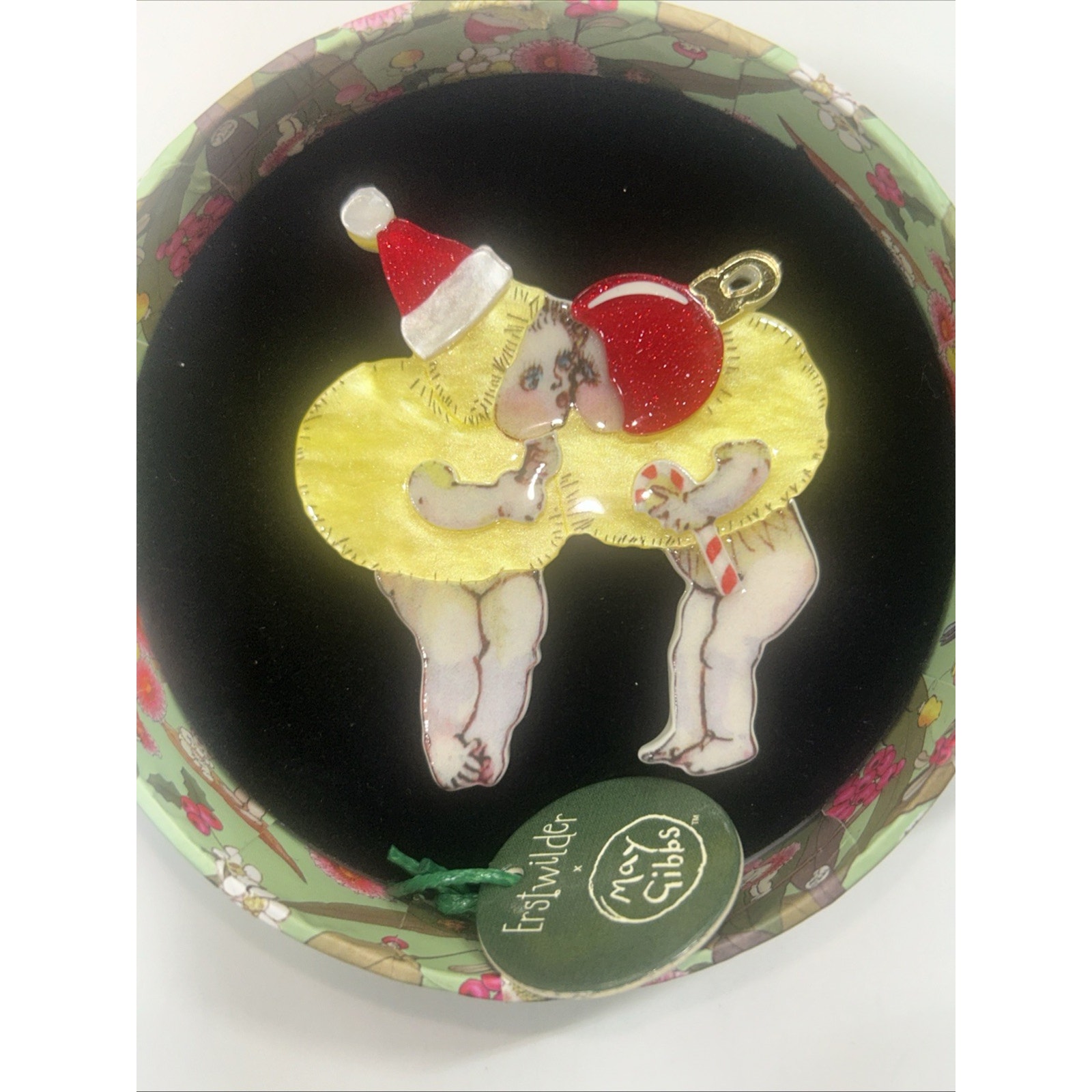 Erstwilder Christmas Kisses Brooch - May Gibbs Nib 32$